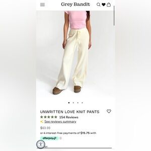 Grey Bandit cream KNIT PANTS